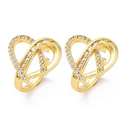 Orecchini a polsino con micro pavé di zirconi chiari in ottone placcato cremagliera&nbsp;EJEW-H147-04G