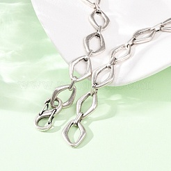 Collane vintage a catena mista con maglie a rombo in acciaio inossidabile 304&nbsp;NJEW-C115-08AS