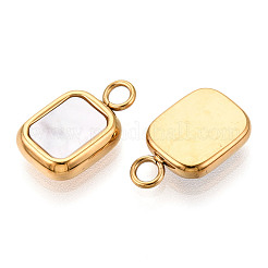 304 Edelstahl Pavé Natur Muschel Rechteck Charms&nbsp;STAS-N112-09G