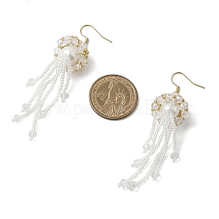 Boucles d'oreilles pendantes en forme de méduse avec perles de rocaille en verre et acier inoxydable 304&nbsp;EJEW-MZ00553-03