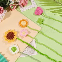 6 segnalibro a forma di fiore in poliestere intrecciato&nbsp;AJEW-GL0003-54