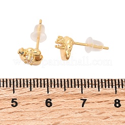 Messing Micro Pave klare Zirkonia Herz Ohrstecker&nbsp;EJEW-C158-12G