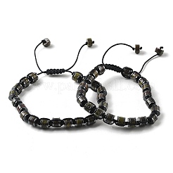 Braccialetti di perline intrecciate in ematite sintetica non magnetica e sangue di drago naturale regolabili&nbsp;BJEW-Z090-01L