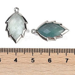 Natürliche grüne Fluorit facettierte Blattanhänger&nbsp;G-I375-04P-01