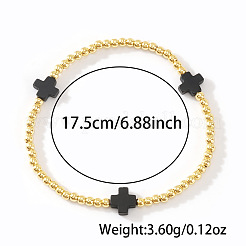 Pulseras elásticas con cuentas redondas de latón&nbsp;ZM9543-1