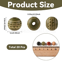 20pcs perles en bois naturel peintes&nbsp;WOOD-YW0002-06C