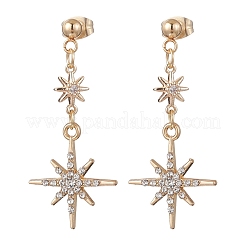 Boucles d'oreilles pendantes en laiton et strass en forme d'étoile&nbsp;EJEW-JE06824