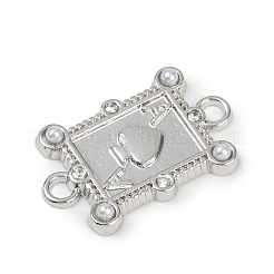Conector de naipes con imitación de perla de plástico ABS blanco y latón&nbsp;KK-M322-23P