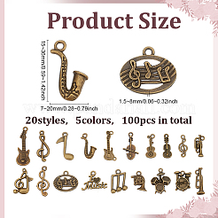 100pcs 100 Arten Legierungsanhänger&nbsp;FIND-WH0126-746