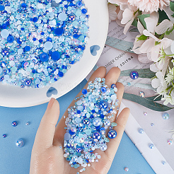 2 busta di perle finte in plastica ABS con cabochon di strass in resina&nbsp;MRMJ-SC0001-20A