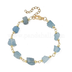 Bracelets à maillons en perles d'aigue-marine brute naturelle pour femmes&nbsp;BJEW-JB13970