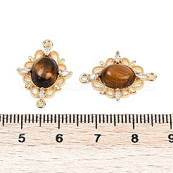 Natürliche Tigerauge ovale Verbindungsstück Charms&nbsp;KK-P302-24G