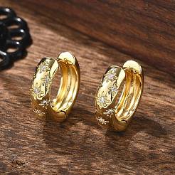 Boucles d'oreilles créoles étoiles en zircone cubique transparente&nbsp;EJEW-C022-01G