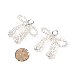 Shell Pearl Braid große Bowknot baumelnde Brisur-Ohrringe&nbsp;EJEW-TA00121