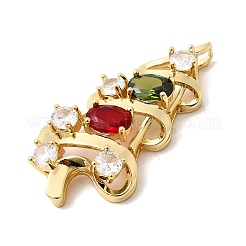 Pendentifs avec zircon cubiques à micro-pavés en laiton&nbsp;KK-L258-01G-A01