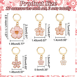 12 Uds 6 estilo aleación esmalte sakura y melocotón y flor de ciruelo encanto marcadores de punto de bloqueo&nbsp;HJEW-PH01645