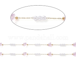 Catenelle con perline imitazione perla in plastica ABS e farfalla in vetro fatte a mano&nbsp;CHC-R135-15G