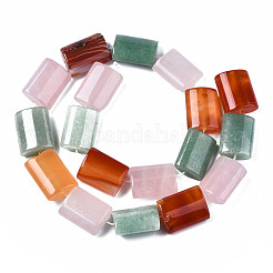 Aventurine verte naturelle & quartz rose & perles d'agate rouge&nbsp;G-S364-091