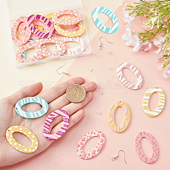 20 pz 10 stili pendenti ovali in acrilico stampato opaco&nbsp;DIY-PH0002-81