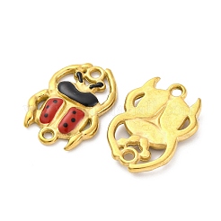 Dijes de conector de mariquita de acero inoxidable 304 con esmalte rojo y negro&nbsp;STAS-B085-28G