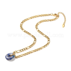 Collana con ciondolo ciambella in lapislazzuli naturale&nbsp;NJEW-JN03815-04