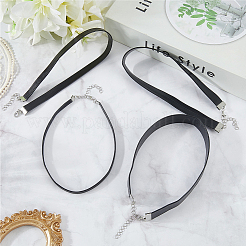 4 stücke 4 arten flache pu lederband gothic choker halsketten mit platin eisen ende ketten&nbsp;NJEW-CL0001-14