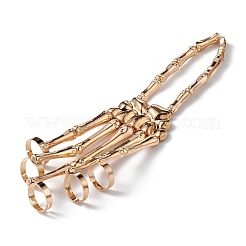 Pulsera de anillo de mano completa de aleación de calavera con temática de halloween&nbsp;BJEW-L680-01G