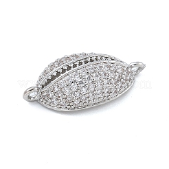 Gestellplattierung Messing Mikropflaster klare Zirkonia Muschelförmige Verbindungsstück Charms&nbsp;KK-A234-078P
