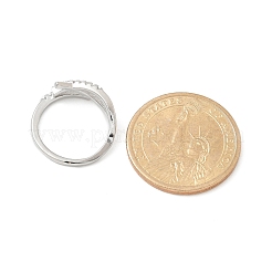 Bagues manchettes en zircone cubique transparente en forme de lettre X&nbsp;RJEW-G337-09P