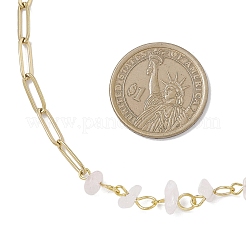 Collares de cadena con clip de acero inoxidable 304 y cuentas de cuarzo rosa natural hechas a mano&nbsp;NJEW-JN05499-03