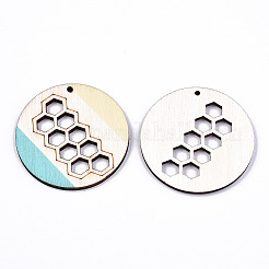 Pendentifs en bois de peuplier naturel imprimé&nbsp;WOOD-S045-128