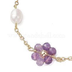 4 set di braccialetti con perline di perle e pietre preziose naturali per donna&nbsp;BJEW-TA00556