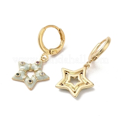 Orecchini pendenti a leva in ottone dorato a forma di stella&nbsp;EJEW-L268-033G-02