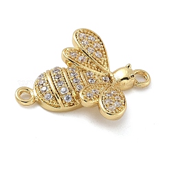 Breloques connecteurs en forme d'abeille en laiton plaqué micro pavé de zircones cubiques transparentes&nbsp;KK-A234-072G