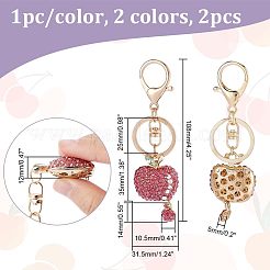 2 portachiavi a forma di mela con strass in 2 colori&nbsp;KEYC-CA0001-32