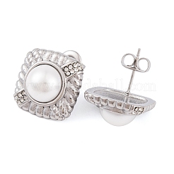 Orecchini a bottone con strass in acciaio inossidabile 304&nbsp;EJEW-A049-15P