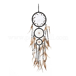 Web/rete intrecciata in abs stile indiano con decorazioni pendenti in piume&nbsp;LS-AJEW-B016-04B