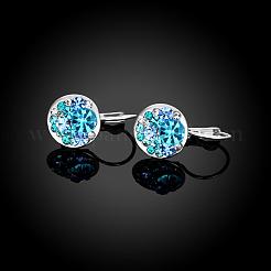 Piatto rotondo di latta lega strass ceco gli orecchini Leverback&nbsp;EJEW-BB02101-B-2P