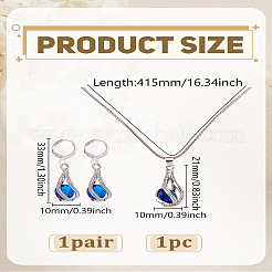 Pendientes de aro con forma de lágrima y collar colgante con rhinestone&nbsp;SJEW-LP0001-62B