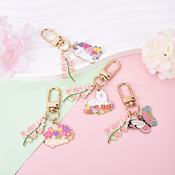 Décoration de pendentif en émail d'alliage de fleurs&nbsp;HJEW-YW00050-01