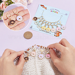 12pcs 6 Farben Legierungs-Emaille-Donut-Charm-Verschlussstichmarker&nbsp;HJEW-PH01684