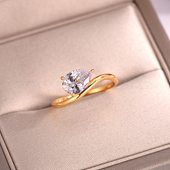 Anillos de dedo con circonita cúbica pavé de latón para mujer&nbsp;LS-ZK8046-5