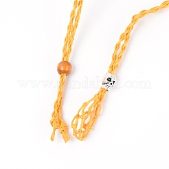 Fabrication de collier de pochette en macramé avec cordon ciré tressé réglable&nbsp;MAK-WH0009-02N