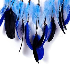 Handgemachtes böses Auge gewebtes Netz/Netz mit Feder-Wandbehang-Dekoration&nbsp;HJEW-K035-07