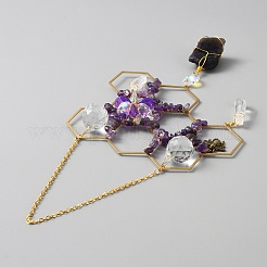 Nuggets als hängende Dekoration für Fenster aus natürlichem Amethyst und Glas&nbsp;AJEW-WH0413-18A