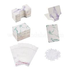 210 Stück Haargummis und Ohrring-Displaykarten-Sets aus Papier mit Marmormuster&nbsp;CDIS-FW0001-03