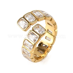 Offene Manschettenringe aus Edelstahl 304 mit Zirkonia-Pavé für Damen&nbsp;SA-CBAABBA-05G