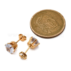 Orecchini a bottone in acciaio inossidabile 304 con micro pavé di zirconi cubici trasparenti&nbsp;EJEW-P299-01E-G
