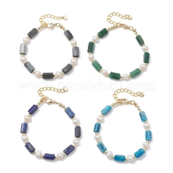 Braccialetti di perline a colonna in lapislazzuli naturale/apatite naturale/occhio di falco naturale/smeraldo naturale per donna&nbsp;BJEW-JB13115