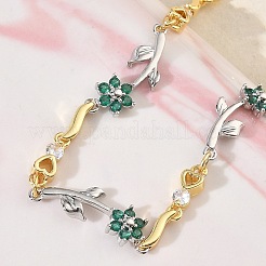 Bracelets à maillons en laiton micro pavé de zircones cubiques pour femmes&nbsp;BJEW-C156-04B-04GP